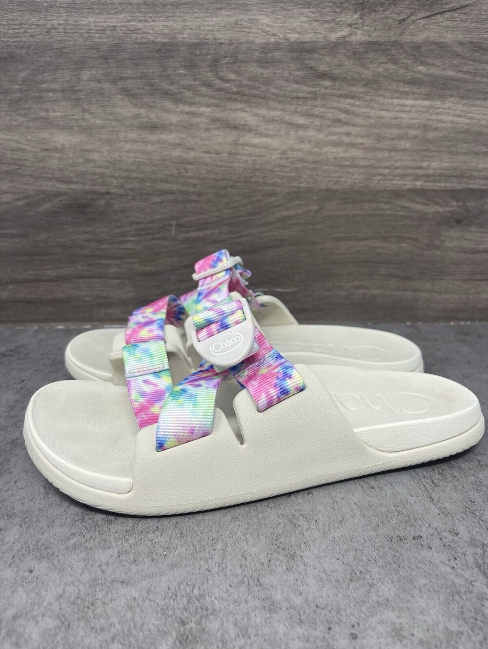 Chaco Chillos Slide Sandals Womens Size 7 Grey Tie Dye Multicolor